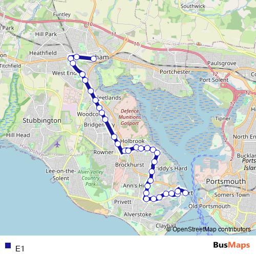 Bus E1 in Portsmouth by First Portsmouth, Fareham & Gosport