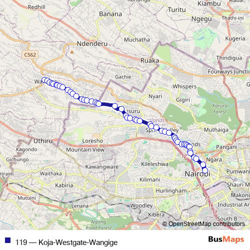 119 Route: Stops, Schedules & Maps - Koja-Westgate-Wangige