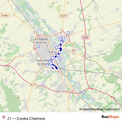 Bus route 21 - Eureka Chartreux in Troyes