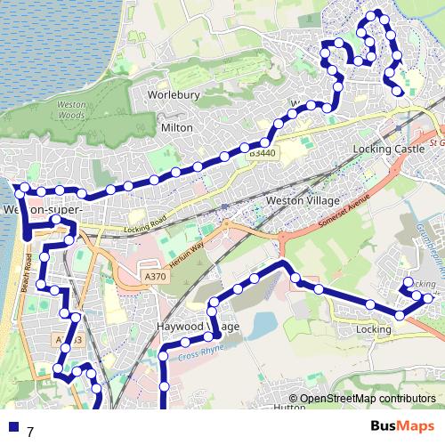 7 Route: Stops, Schedules & Maps - Worle Retail Park - Locking Parklands