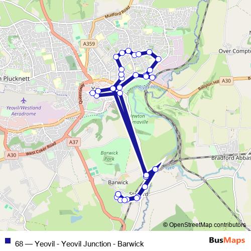 Bus 68 Stops & Times in Yeovil