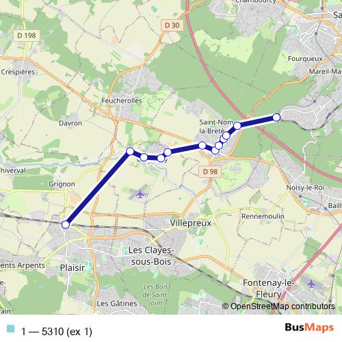 Bus 1 Schedule & Map in Saint-Nom-la-Breteche