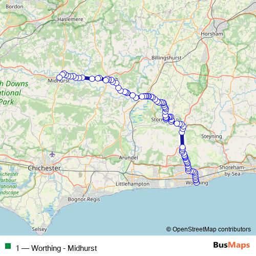 1 Route: Stops, Schedules & Maps - Worthing - Midhurst