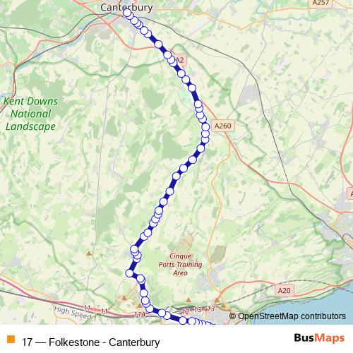 17 Route: Stops, Schedules & Maps - Folkestone - Canterbury