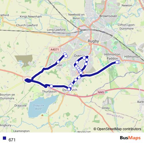 Bus 671 Schedule & Stops in Coventry