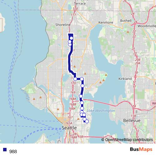 988 Bus, route scheme and schedule, Seattle