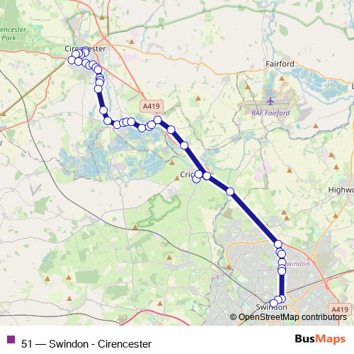 Bus 51 Schedule & Map in Cirencester