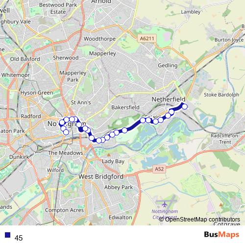 45 Route: Stops, Schedules & Maps