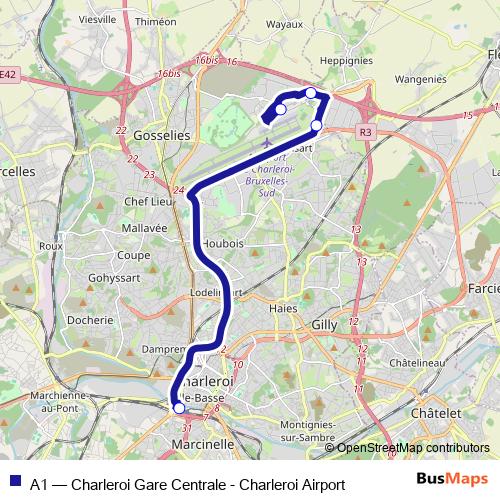 A1 Route: Stops, Schedules & Maps - Charleroi Gare Centrale - Charleroi ...