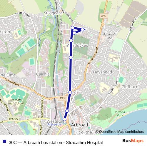 Bus 30C Schedule & Map in Arbroath