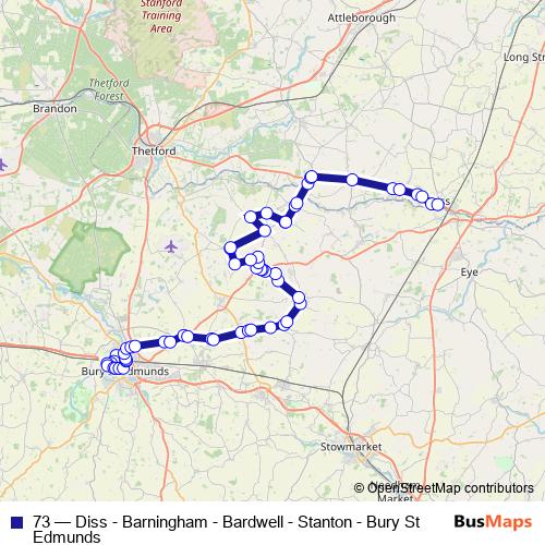 Bus 73 Schedule & Map in Bury St Edmunds