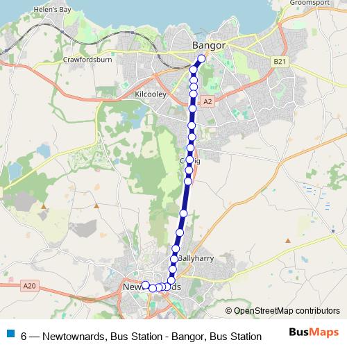 6 Route: Stops, Schedules & Maps - Newtownards, Bus Station - Bangor ...