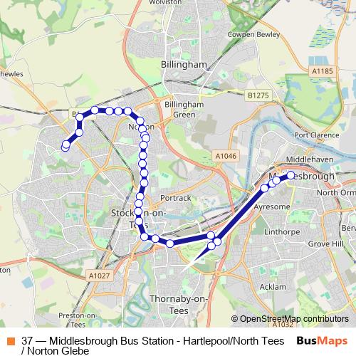 Bus 37 Schedule & Map in Stockton-on-Tees