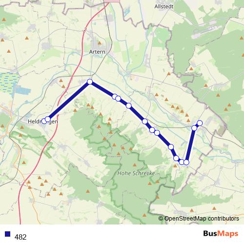 482 Bus, route scheme and schedule, Artern