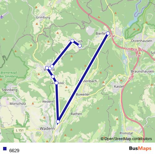 Bus 6629 Schedule & Stops in Wadern