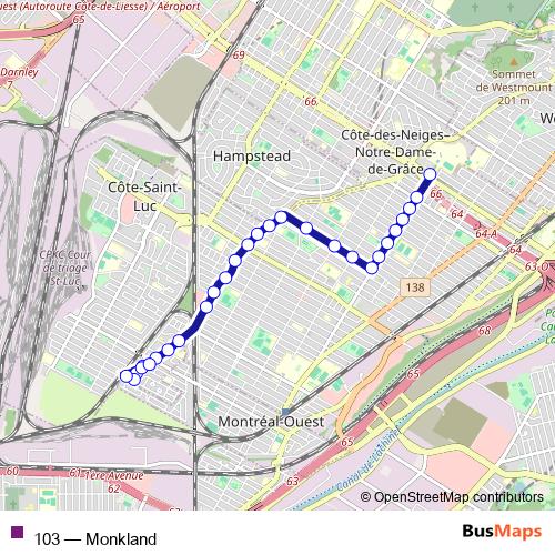 Bus 103 Schedule & Map in Montreal