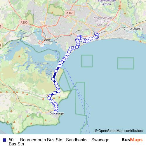 50 Route: Stops, Schedules & Maps - Bournemouth Bus Stn - Sandbanks ...