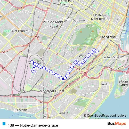 Bus 138 Schedule & Map in Montreal