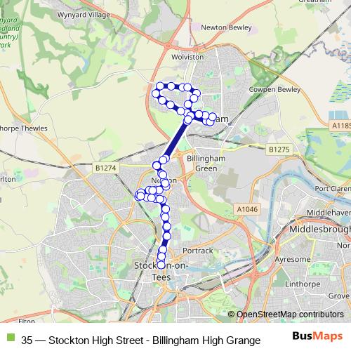 35 Route: Stops, Schedules & Maps - Stockton High Street - Billingham ...